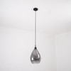 Homebelife Smoked Grey Hammered Glass Pendant Light Modern Matte Black