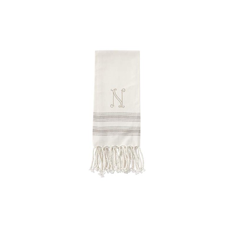 Mud Pie N Initial Turkish Towel, Ivory, One Size