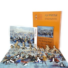 Wooden Jigsаw Puzzle for Adults - Uniquely Shaped Pieces - Made in The USA by FoxSmartBox - 262 Pieces - Central Park, Winter – The Skating Pond