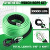 1/4" x 100 ft Synthetic Winch Rope Cable Kit, 11000lbs,