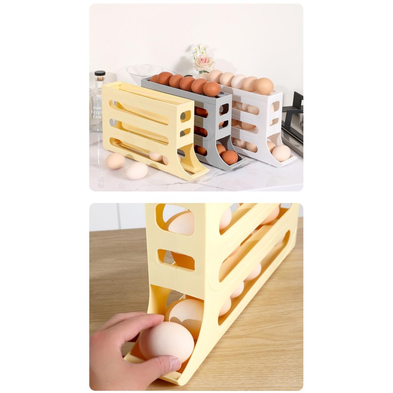 30 Eggs Egg Holder for Fridge,4 Tiers Egg Container,Auto-Rolling Organizer