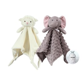 CREVENT - 2 Mantas de Seguridad de Felpa Suave para niños y niñas, Gran Regalo para cumpleaños Baby Shower (ovejas + Elefante)