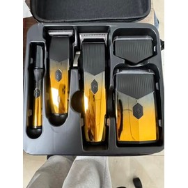 4 in 1 Hair Clippers for Men, Professional Hair Clippers, Beard Trimmer& Rechargeable Shaver Set, Metal T-Blade, LED Display, Barber Hair Cutting Kit for Men Grooming & Gifts, (Black) (Gold)