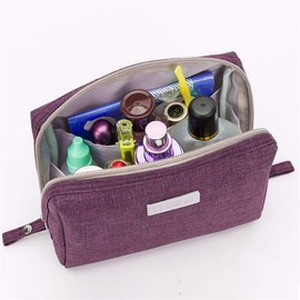 YLUNWUDE Makeup Bag, Small Travel Cosmetic Bag Nylon Waterproof Makeup Pouch for Women and Girl Organizing Cosmetic Christmas Gifts (Purple)