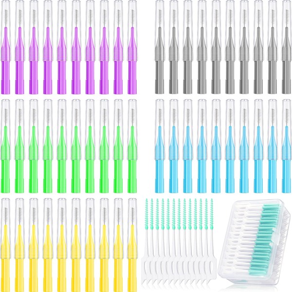 Zopeal 250 Pieces Braces Flossers Interdental Brush for Cleaner Tooth Toothpick Dental Teeth Flossing Head Oral Dental Hygiene Cleaning Tool Soft Dental Picks Refill Toothpick Cleaners (Bright Color)