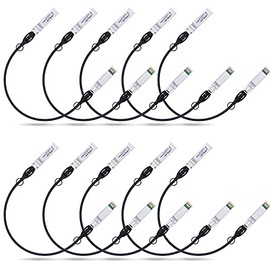 10G SFP+ Twinax Cable, Direct Attach Copper(DAC) Passive Cable, 0.5m (1.64ft), for Cisco SFP-H10GB-CU0.5M, Meraki, Ubiquiti, Mikrotik, Intel, Fortinet, Netgear, D-Link, Supermicro, TP-Link, 10 Pack