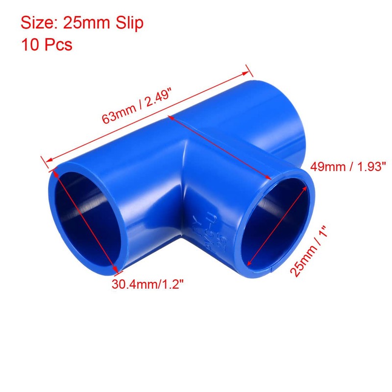 sourcing map 25mm Slip Tee PVC Pipe Fitting T-Shaped Coupling
