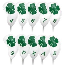 Golf Iron Cover,Golf Iron Headcovers Set of 10 Golf Club Head Covers for Irons PU Leather Iron Headcovers Golf Iron Covers Golf Club Covers for Irons with Iron Head Cover Number Velcro Closure (White)