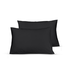 A ATH COLLECTION 100% Egyptian Cotton Pair OF Pillowcases 200 Thread Count Soft Pillow Cases 2 Pack (Black)