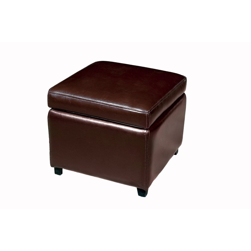 Wholesale Interiors Full Leather Ottoman, Dark Brown