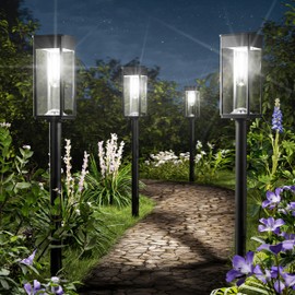 NEWMESSI NEWMESSI 8 Pack Bright Solar Pathway Lights Outdoor,IP65 Waterproof Solar Garden Lights Pathway Lights Solar Powered for Outside Yard Path Lawn Walkway Driveway Landscape Lighting (Cool White)