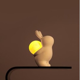 Rechargeable, Glowing Moon lamp, Rabbit Sculpture, Living Room Decoration, Bedside Table Decoration in Bedroom, Confession Gift, Women's Birthday Gift