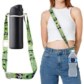 2PCS Water Bottle Holder with Strap, Cup Lanyard Accessories Long Neck and Adjustable Shoulder, Fit for 0.98"-5.3" Bottle Cap Diameter, Bottle Straps Travel Essentials for Adults and Kids-Panda 01