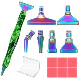 Heyseri 14PCS Diamond Painting Pen Ergonomic Diamond Art Pen with Exquisite Stainless Steel Metal Tips, Comfort Grip and Faster Drilling(Green)