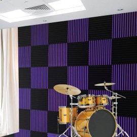 HPKL9999 52 Pack 12 "X 12 "X1 Black/Purple Acoustic Panels Studio Soundproofing Foam W...
