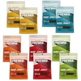 PREVAIL. Jerky Grass fed Beef and Free Range Turkey Jerky Variety Gift Box | Gluten Free, High Protein, Low Sugar, Low Calorie Healthy Protein Snack Gift