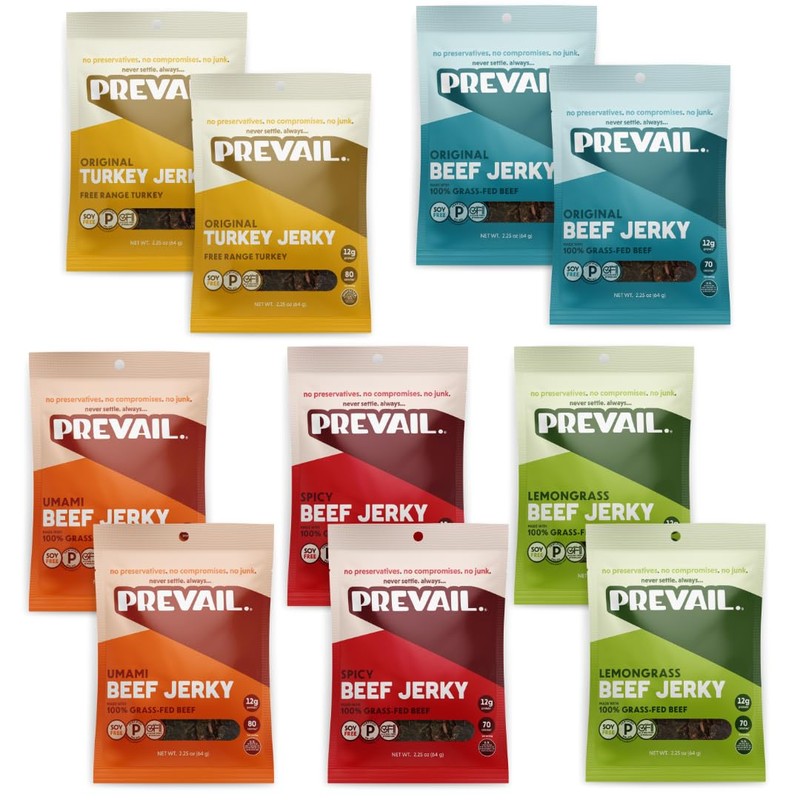 PREVAIL. Jerky Grass fed Beef and Free Range Turkey Jerky