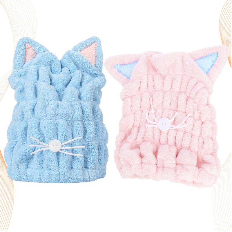 Gorro para Secar el Cabello de Coral Fleece, Orejas de