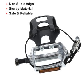 A ABSOPRO 1 Pair Bicycle Pedals 12.7 mm 1/2 Inch Toe Clip Fixed Foot Silver Tone