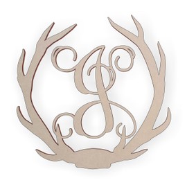 Jess and Jessica Wooden Deer Antler Monogram Letter J for Wall Decor or Door Hanger, Great for Gifts
