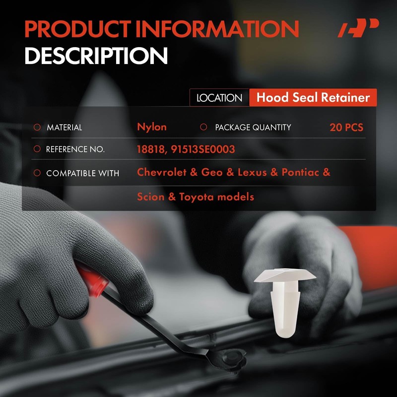 A-Premium 20PCS Nylon Hood Seal Retainer Clips Compatible with Honda