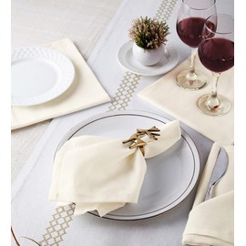 Encasa Cotton Cloth Napkins | Set of 12 | Size 43x43 cm | Natural Solid Color | Machine Washable