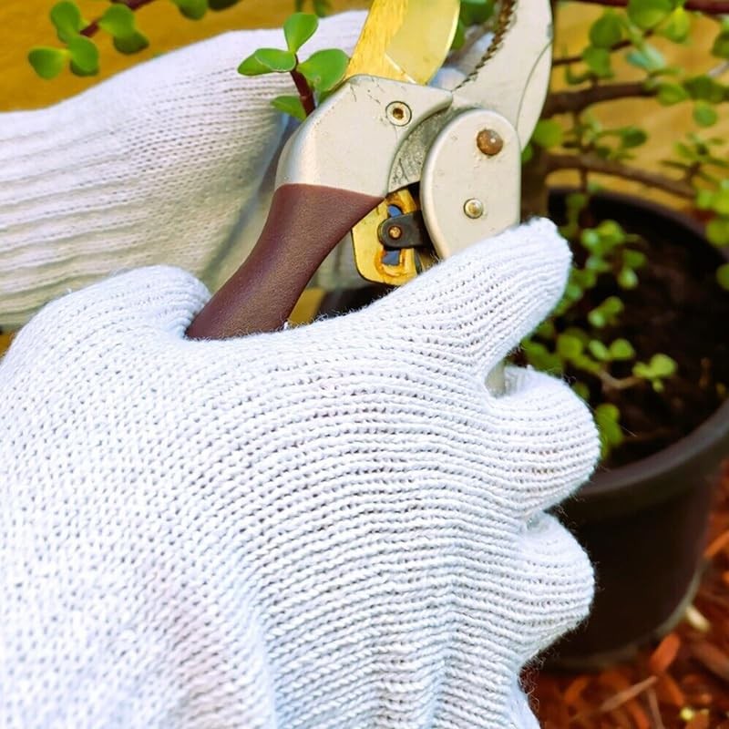 White Safety Work Glove Knitted Cotton Heavy Duty Gardening Factory