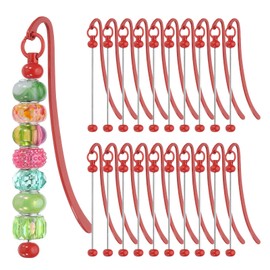 PATIKIL Beadable Bookmarks, 20 Pcs Beaded Bookmark DIY Metal Blank Bar Bulk for Bookmark DIY Making Craft, Beading Pendant Charm, Red
