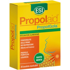 ESI - Propolaid Tavolette Masticabili, Caramelle Gola Gusto Menta con Propolis, Allevia le Infiammazioni del Cavo Orale, Contrasta Sintomi da Raffreddamento, Senza Glutine e Vegetariane, 30 Tavolette