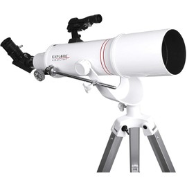 Explore Scientific FirstLight AR90mm White Tube Refractor Telescope with Alt/AZ "U" Yoke Mount, 500mm f/5.5 Focal Length
