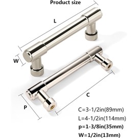 khtumeware 10 Pack 3-1/2 Inch Center to Center Polished Nickel Cabinet Pulls Cabinet Handles Kitchen Cabinet Hardware for Cupboard Drawer Pulls Dresser Handle 3.5 Inch Center to Center
