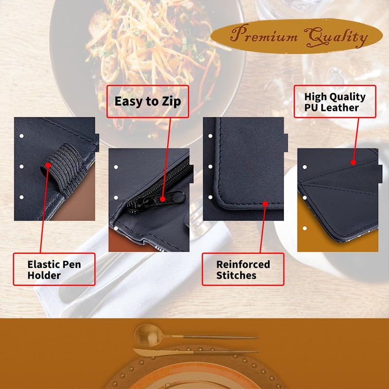 Server Books for Waitress Waiter with Zipper Pocket, Autumn Mushrooms