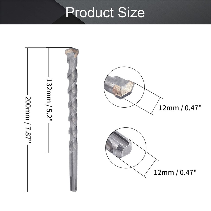 Utoolmart Masonry Drill Bit 12mm x 200mm Carbide Tipped Rotary