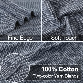 Mordimy Kitchen Towels and Dishcloths Sets, 26 X 15 Inch and 12 X 12 Inch, Set of 8, Soft and Super Absorbent Dish Towels for Drying Dishes, Dark Grey with White