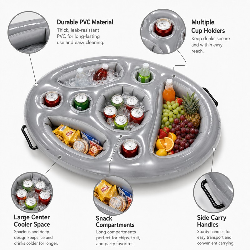 Inflatable Pool Floating Tray for Drinks & Snacks – PVC