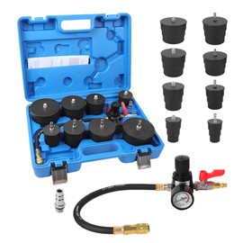 Turbo Boost Leak Tester Kit 10PC Boost Leak Tester Automotive Well-sealed Turbo/Emission/Cooling System Pressure Leakage Tester with 4 Pairs of Stepped Adapters 1-3/8" to 3-1/2", US & EU Air Fitting
