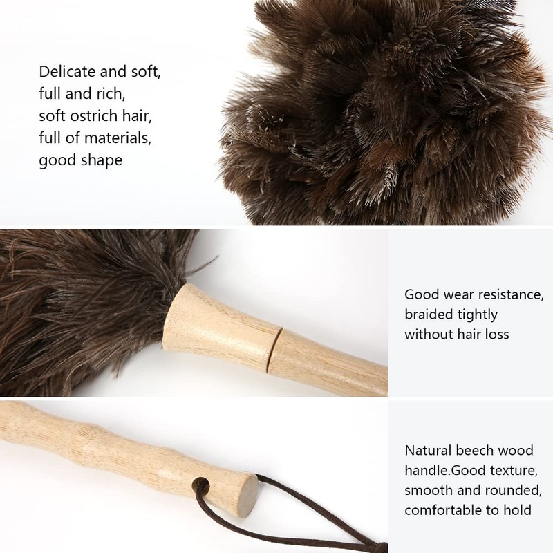 iHUFeather Ostrich Feather Duster 16 inch Feather Duster Fluffy Natural
