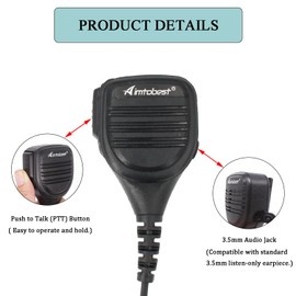 Aimtobest RT29 Shoulder Speaker Mic, Compatible with Ailunce HD1 HD2 HA1G, Retevis RT48 RT89 NR30 RB23, Motorola EX500 EX560 EX600 GP328 Plus GP344 Walkie Talkie with 3.5mm Audio Jack