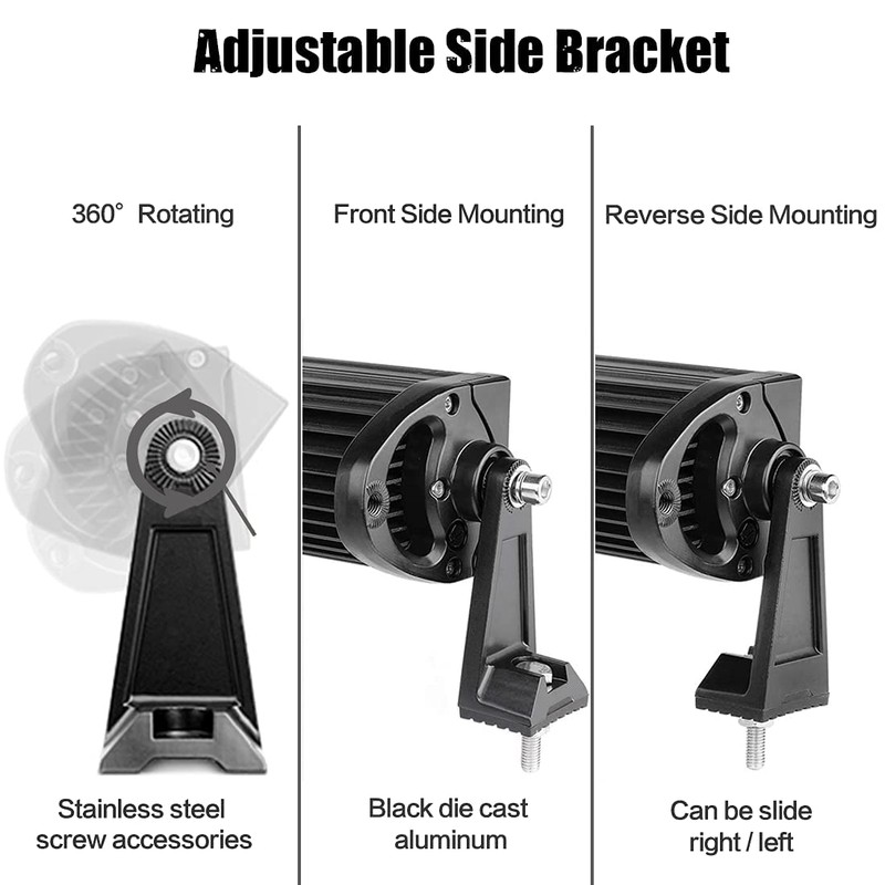 LEDKITO LED Light Bar Side Mounting Bracket Base Mounting Universal