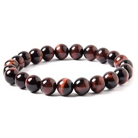 Stocking Stuffers Holiday Outfits for Women 2024 Black Tourmaline Bracelets Crystals Gemstones Natural Stone Beads Gem Semi Stretch Bracelet Black Lava Stone Beads Bracelets for Men Women Jewelry (Red Tiger Eye)