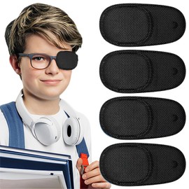 JEYORZY 4 Stück Augenklappen für Brillen, Strabismus Augenklappen, medizinische Augenklappen, zur Abdeckung des linken oder rechten Auges, stärkt die Sicht und verbessert die Amblyopie, Schwarz