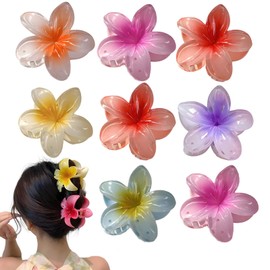 MYTOAU 8 Pack Claw Clips for Women,Hawaiian Plumeria Hair Accessories,Flower for Women,Nonslip Hair Girls, Large Claw Clips for for Wedding, Party, Vacation, Beach Decoration