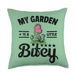 Carnivore Plant Lover - My Garden Is Bitey - Venus Fly Trap Throw Pillow