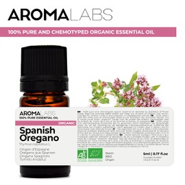 BIO - Spanish Oregano Essential Oil - 5mL - 100% Pure, Natural, Chemotyped and AB Certified - AROMA LABS (French Brand)