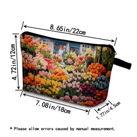 YULUENZE Floral Green House Makeup Bag Cute Small Organizer Bag with Zipper Floral Green House Cosmetic Bag Aesthetic Birthday Present for Women Sisters Friends -1