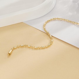 Moonfox 14k Gold Bracelets for Women Chain Chic 14k Gold Love Bracelet Beaded Charm Bracelets for Women with Lobster Clasp 6.5/7/7.5/8/9 in (7.5)