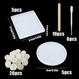 SWoob Resin Coaster Mould 10pcs Coaster Mould for Resin Square and Round Resin Moulds Siliconeresin Starter Kits Moulds for Craft DIY Resin Coaster with Makering Accessories