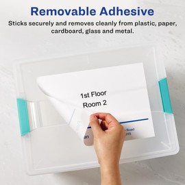 Avery Matte White Sticker Project Paper, Removable Rectangle Labels, 8.5" x 11", 50 Removable Labels, Laser/Inkjet Printable Labels