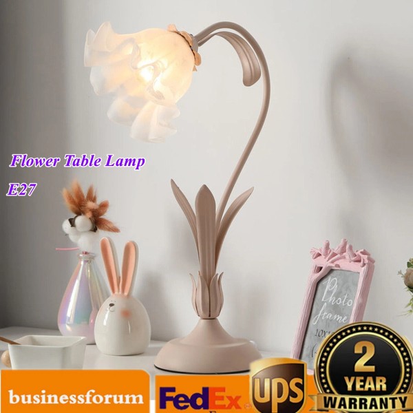 Unbranded Modern Pink Flower Desk Reading Lamp LED Nightstand Lamp