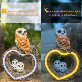 xxoasis Solar Outdoor Garden Statue, Garden Decor Waterproof Solar Owl Lights for Outside Yards, Art Lawns,Christmas,Home Decor,Birthday Gifts for Women Mom(Love Owl)